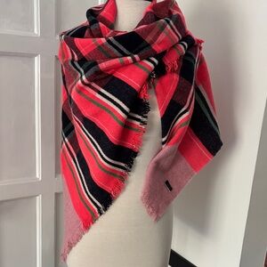 J. Crew RedOrange and Black Plaid Scarf